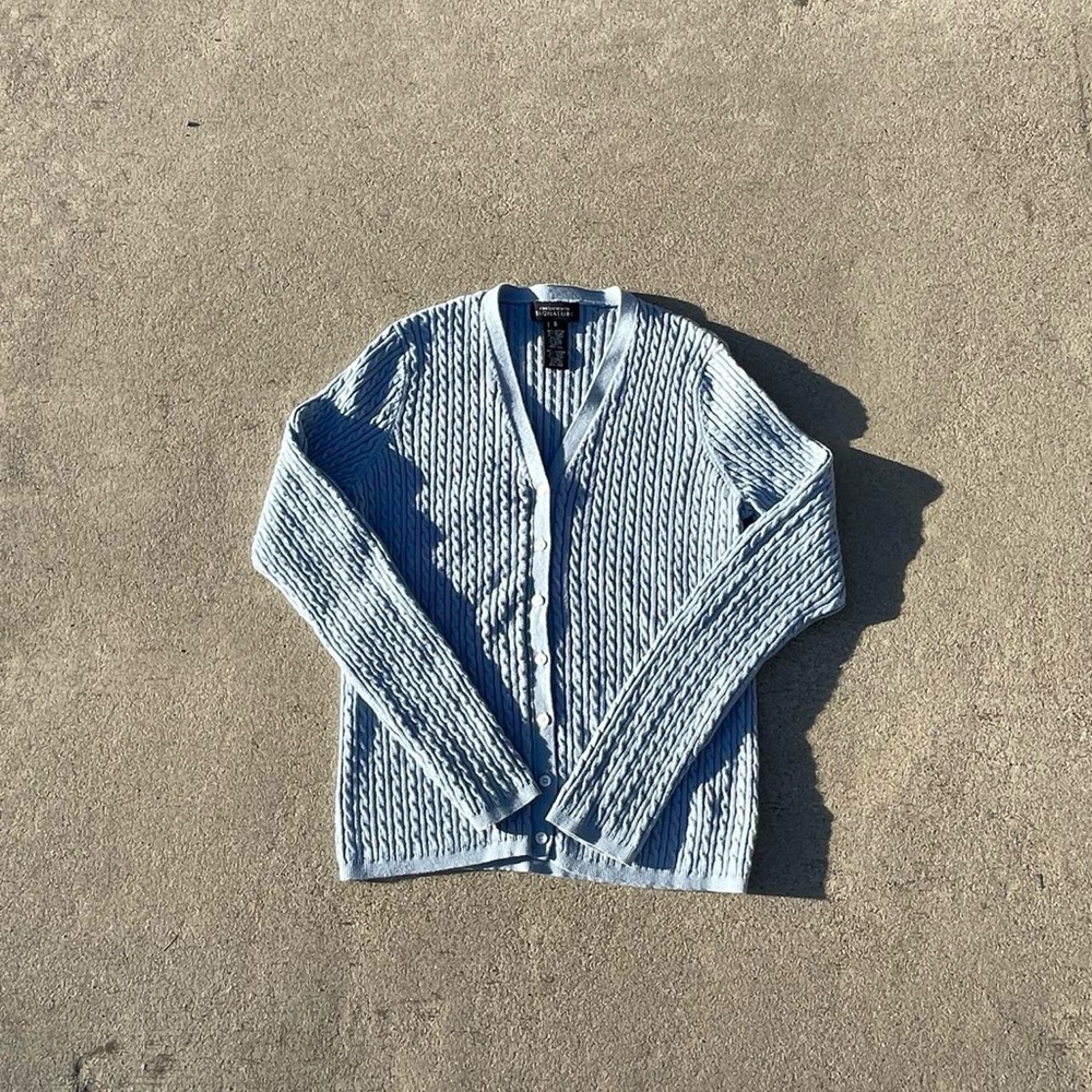 Jones New York Light Blue Cable Knit Cardigan